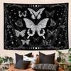 Tapestry Wall Hanging Trippy Witchy Black and White Tapestries Moth, Moon Star Mystic Dark Aesthetic Nature Small Boho Hippie