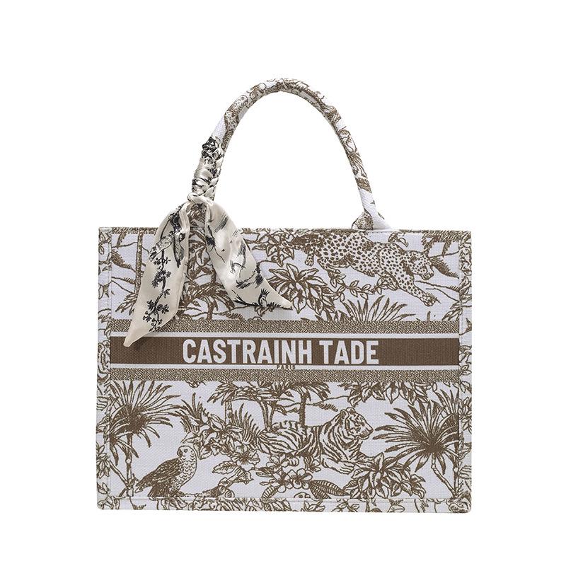 2025 Women's Large Capacity Fashion Tote: Simple Print Handbag & Souvenir Shopping Bag