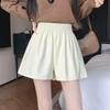 Damen Herbst 2026 Oberbekleidung High Waist A-Linie Schlankmachend Weiter Bein PU-Leder Shorts Kaffee Mini-Shorts Vielseitig Schlank Geschnitten Heße Shorts
