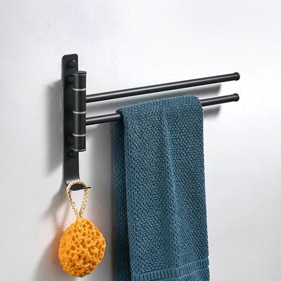 Handtuchhalter aus Edelstahl, drehbar, Handtuchhalter, Kleiderbügel, beweglich, faltbar, Wandhalterung, Handtuchhalter, schwarz, Badezimmer-Aufbewahrung