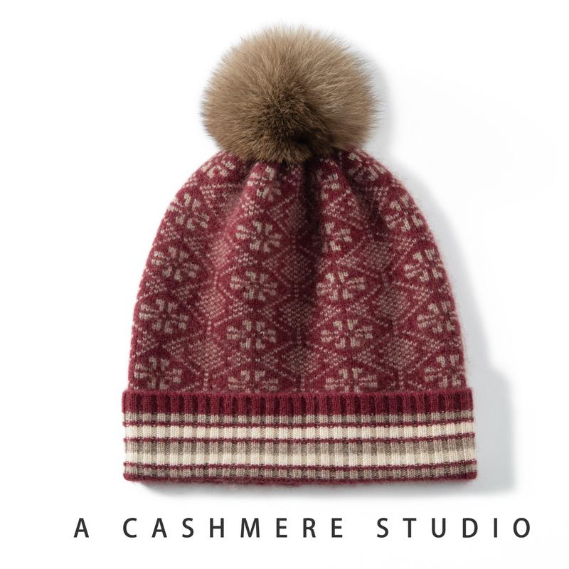 Autumn and Winter Cashmere Hat Women's Hairball Hat Children's Knitted Fashion Warm and Cold Ear Protection Hat Cold Hat Autumn and Winter