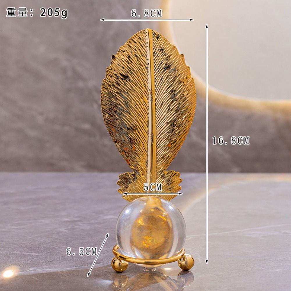 Non-slip Leaf Ball Ornaments Rust-proof Metal Leaf Crystal Ball Collectibles  Desktop