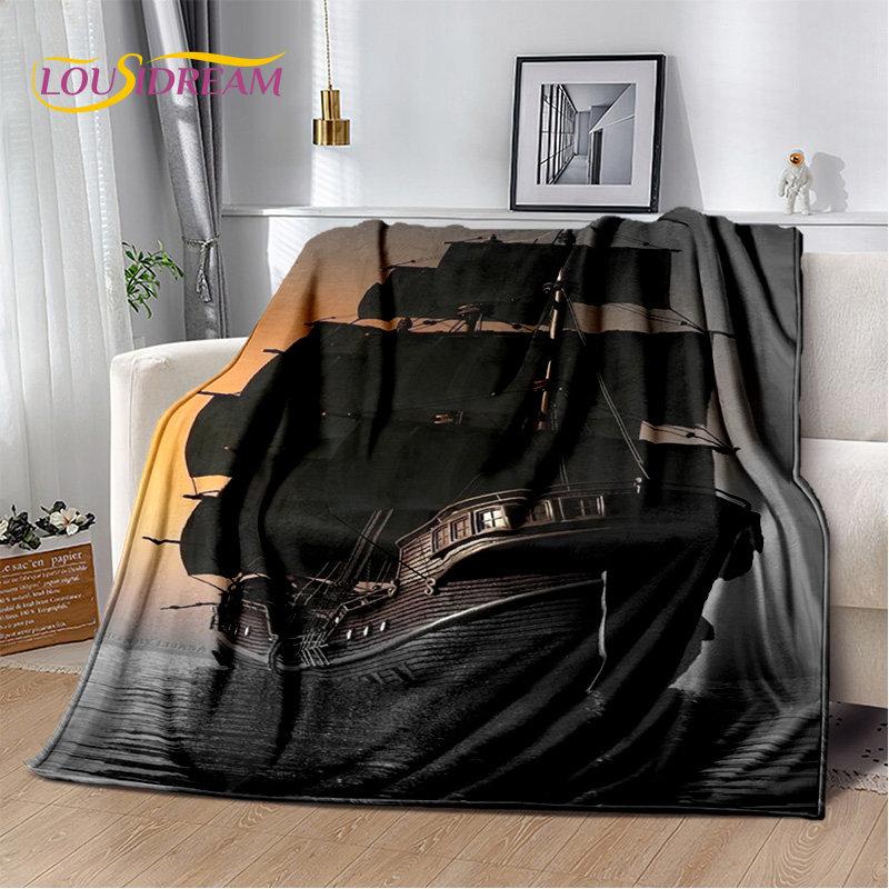 A Pirate Boat,Barque,Boat Ship Monster Soft Plush Blanket,Flannel Blanket Throw Blanket for Living Room Bedroom Bed Sofa Picnic
