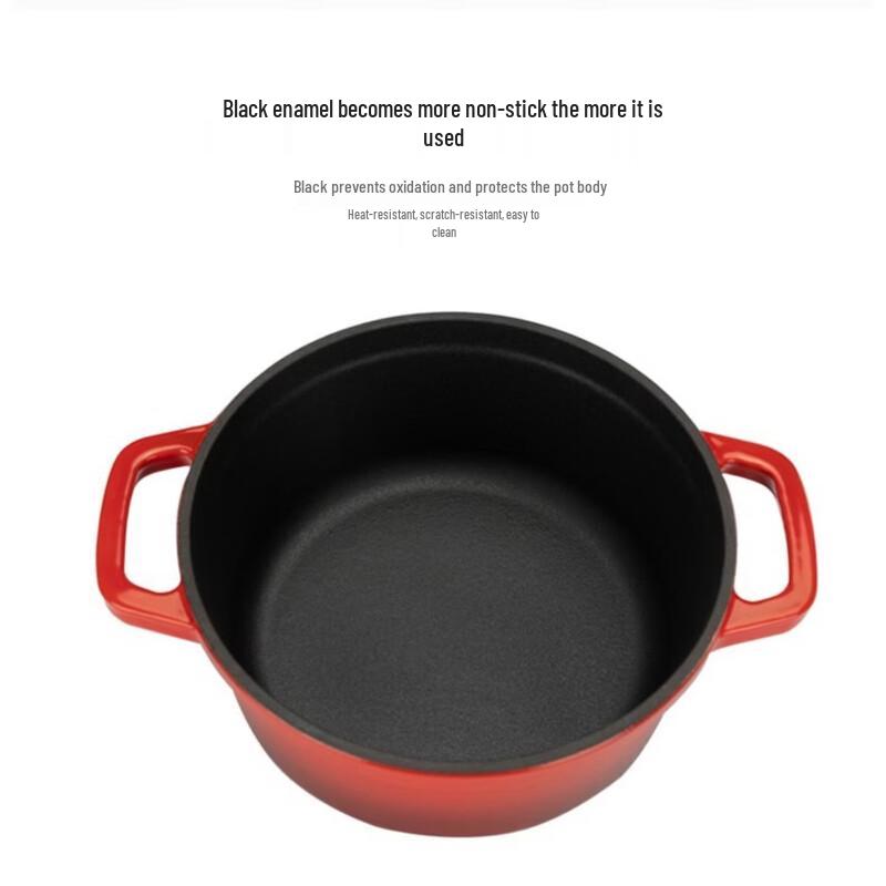 Zhi Shi Cast Iron Double Handle Enamel Soup Pot