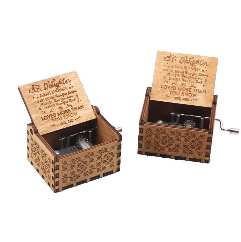 High Quality New Arrival Custom Mini Hand Crank Music Box Laser Engraved Wood Music Box Wooden Music Box (Brown,Small) коричневый