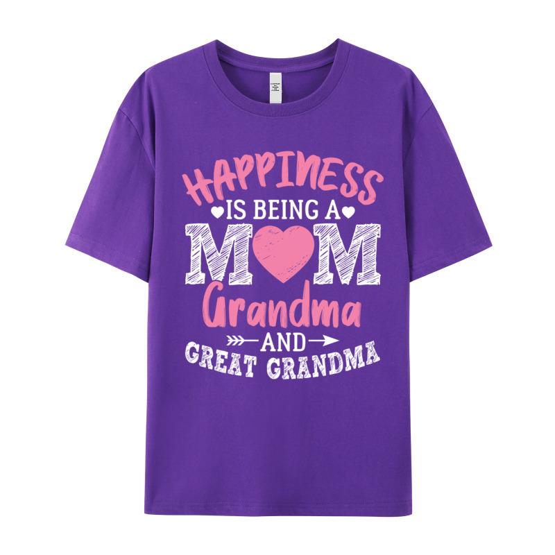 Family Female Tshirts Oneck Short Sleeve 100 Cotton Fabric Happiness Is Being A Mom Tops Tees Graphic Tops T Shirt