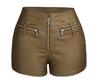 High Waist Elastic Leather Shorts - Slimming Hip Lifting Motorcycle Style Women's PU Pants