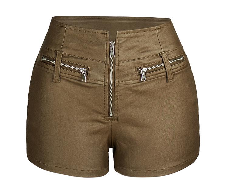 High Waist Elastic Leather Shorts - Slimming Hip Lifting Motorcycle Style Women's PU Pants