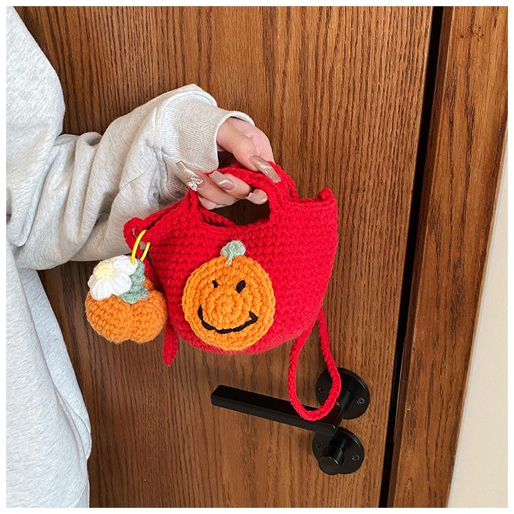 Neue 2025 Mode Cartoon Schultertaschen Weihnachten Handgemachte Garn Gehäkelte Handtasche Kreative Weihnachtsmann Schneemann Kürbis Form Handy Umhängetasche