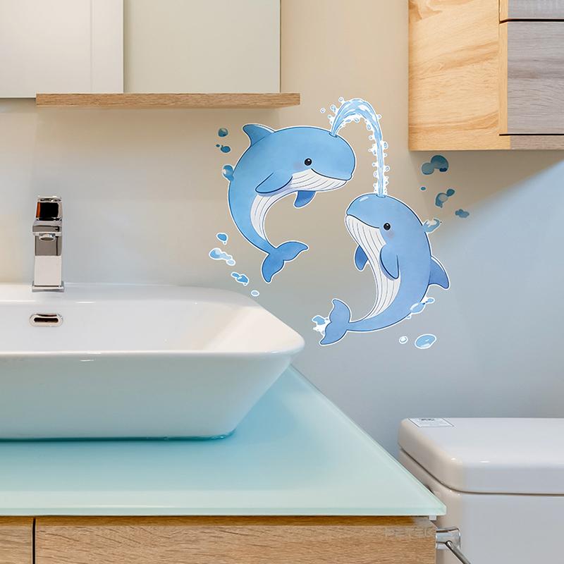 Adesivi Luminosi Blu Delfino per WC Autoadesivi Rimovibili Decalcomania Luminescente al Buio Adesivo da Parete per Bagno Adesivi per Auto