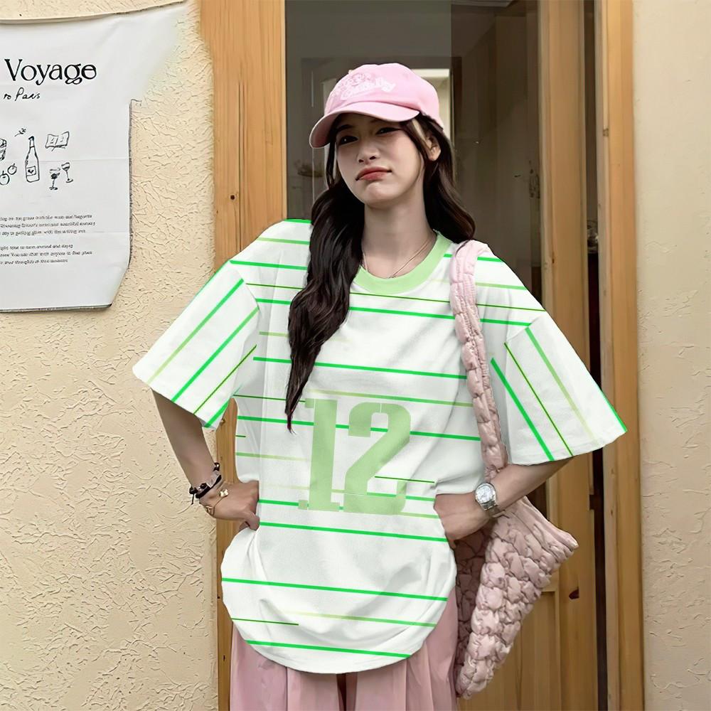 Korean Style Street Style Loose-fitting Sweatshirt, Plus Size, Breathable and Quick-drying Street T-shirt, Fashionable Women's Digital T-shirt.