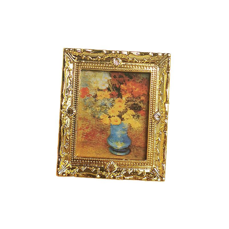 1:12 Scale Dollhouse Miniature Oil Painting Vintage Character Landscape Picture Mini Photo Frame Dollhouse Wall Mural Ornaments
