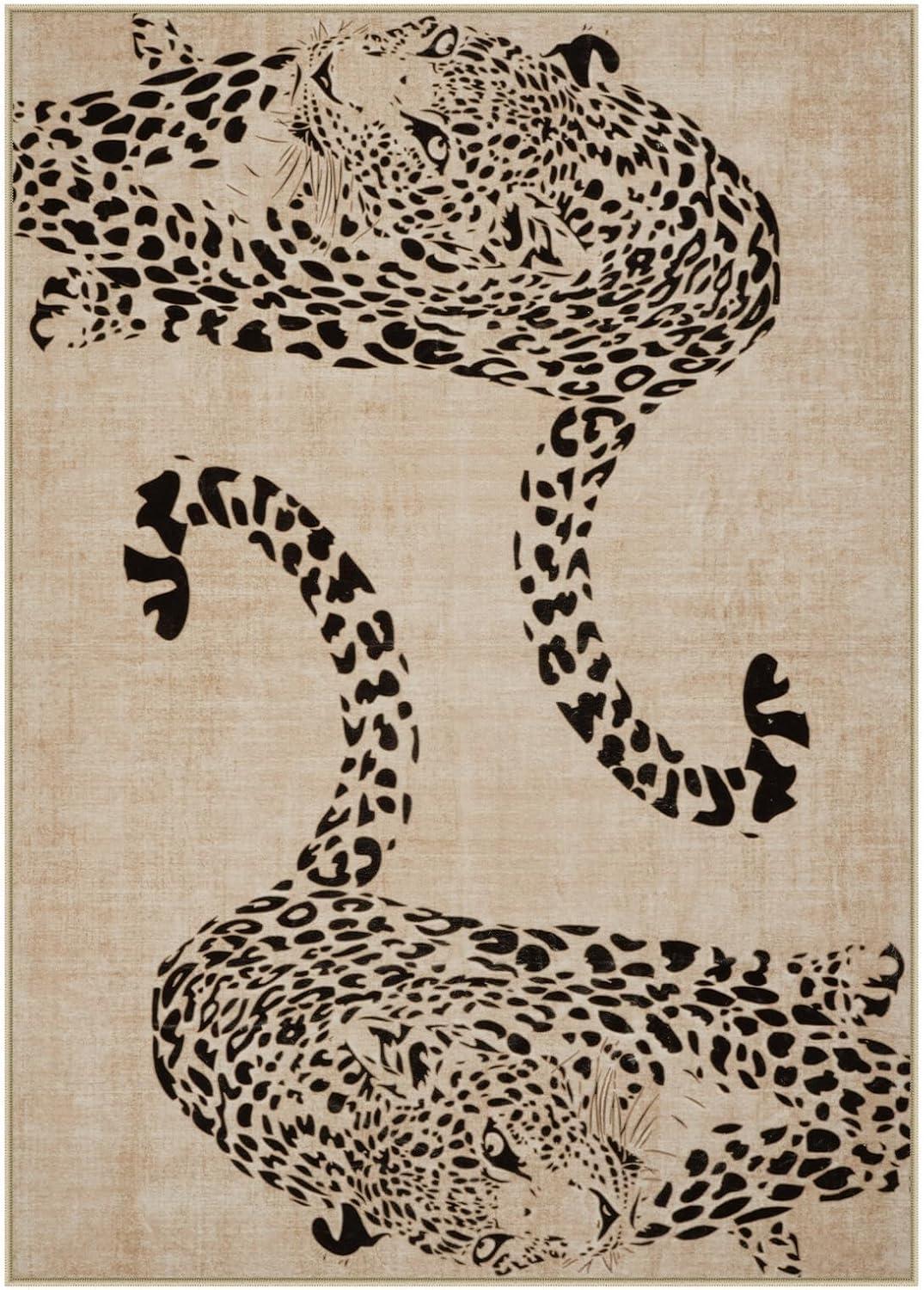 

Luxury Pink Leopard Print Decorative Carpet for Living Room Soft Non Slip Animal Pattern Floor Mat for Bedroom Sofa Entryway 50x80cm