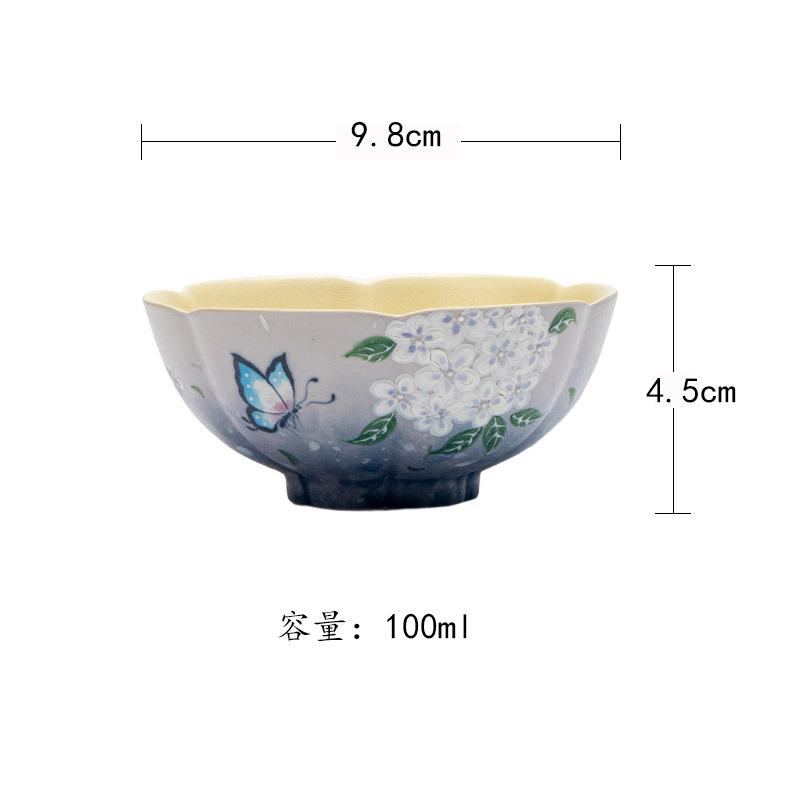 

100ml Hand-painted Hydrangea Teacup Elegant Tea Bowl Set Of Cups Tea-tasting Smelling Cup Chazhan Master Cups Puer Cafes Craft As Your Choose