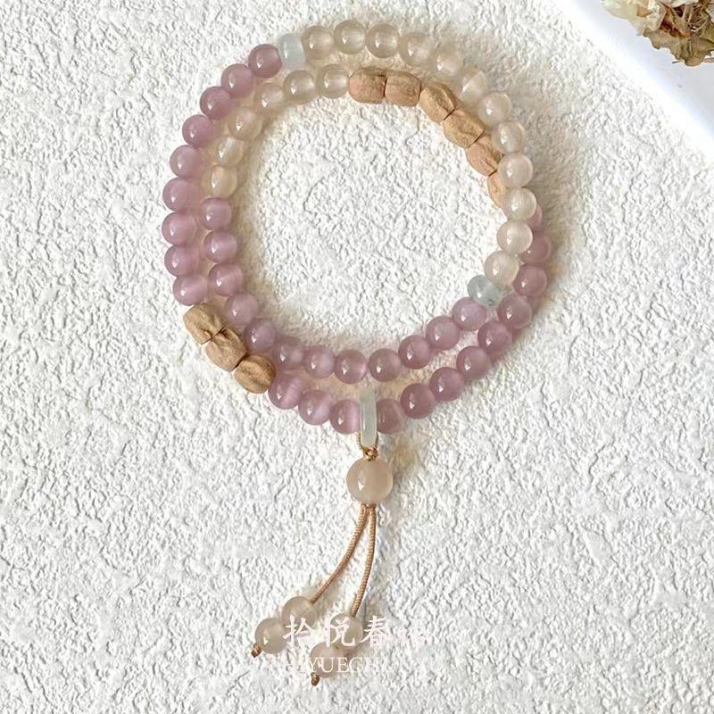 Chinese Style Wooden Beads Double Layered Wearing Simple Personality Versatile Bracelet Jewelry