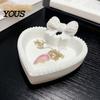 Combined Decorative Trays Set 3D Printed Bow Jewelry Tray, Cute Heart-Shaped Organizer, Stable Desktop Organizer Bay Window Decor Accessory for
