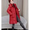 Women Hooded Collar Cotton Parkers Coat Zipper Coat Medium Warm Button Coat Jacket