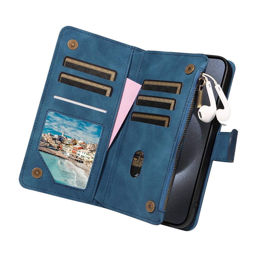 Wysokiej jakości etui ze sztucznej skóry na telefon iPhone 16 15 14 Pro Max Plus 13 12 11Pro Mini 7 8 X XS XR Skin Feel Zipper Flip Wallet