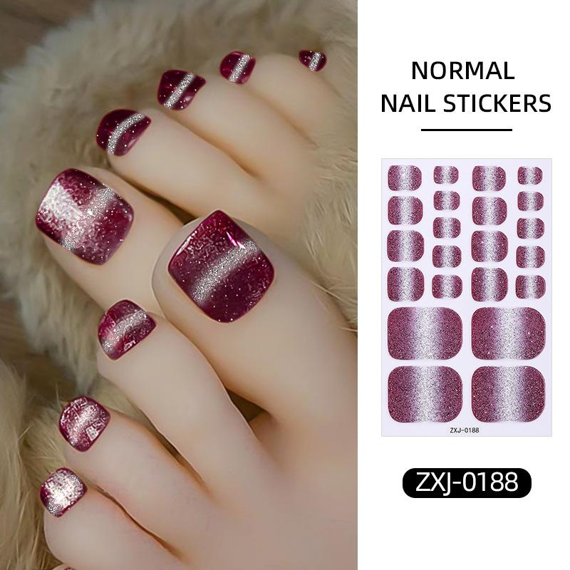 Pink Line Cat Eye Toenail Stickers, Summer Hot Item, Waterproof Nail Stickers for Girls, Whitening Effect