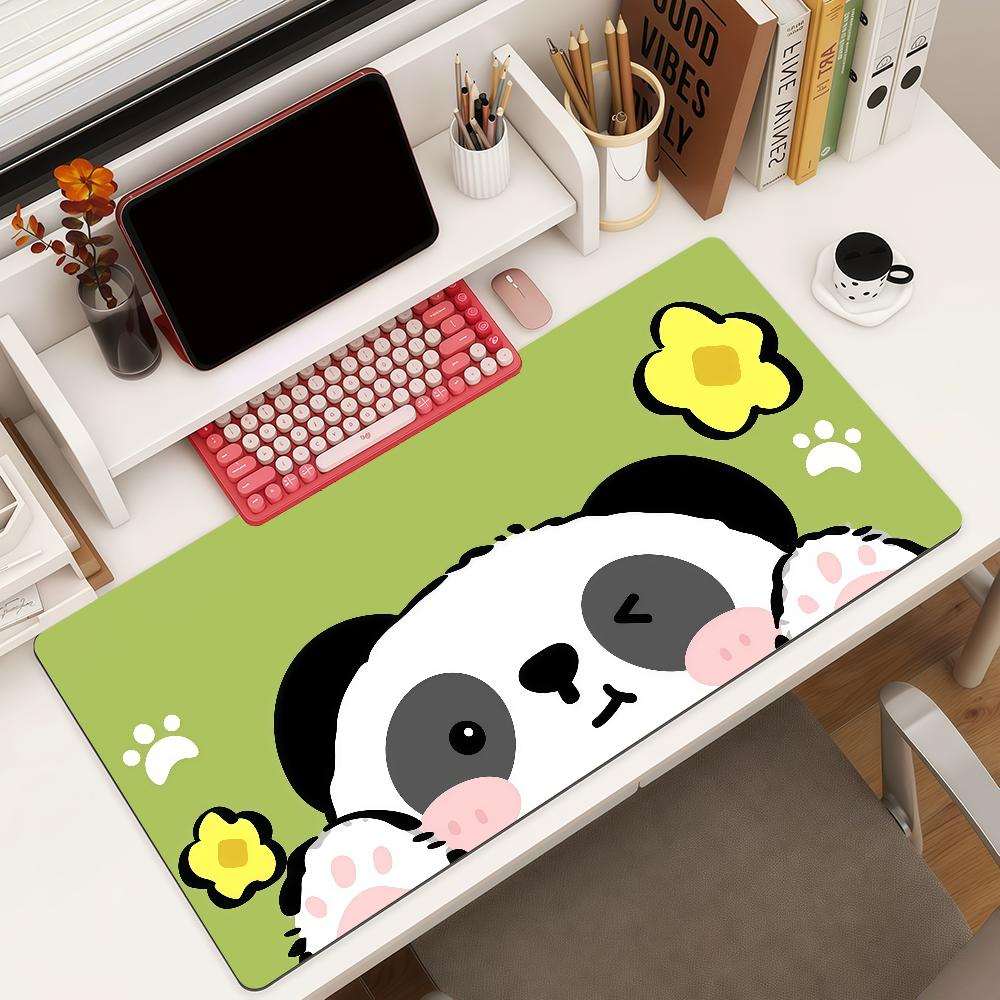 Cute Panda Mouse Pad Square Office Gaming Desk Mat Waterproof Nonslip Rubber Decorative