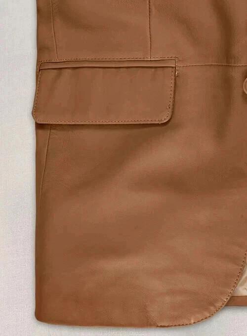 Lammleder Weich Formell Stilvoll Hochzeit Herrenblazer Tan Handgefertigt Echtes Leder