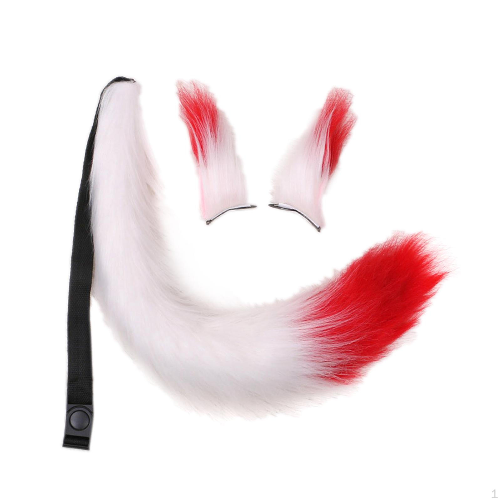 Набор Ушей и Хвоста Костюм для Маскарада Косплей для Маскарада Дети Взрослые White Red