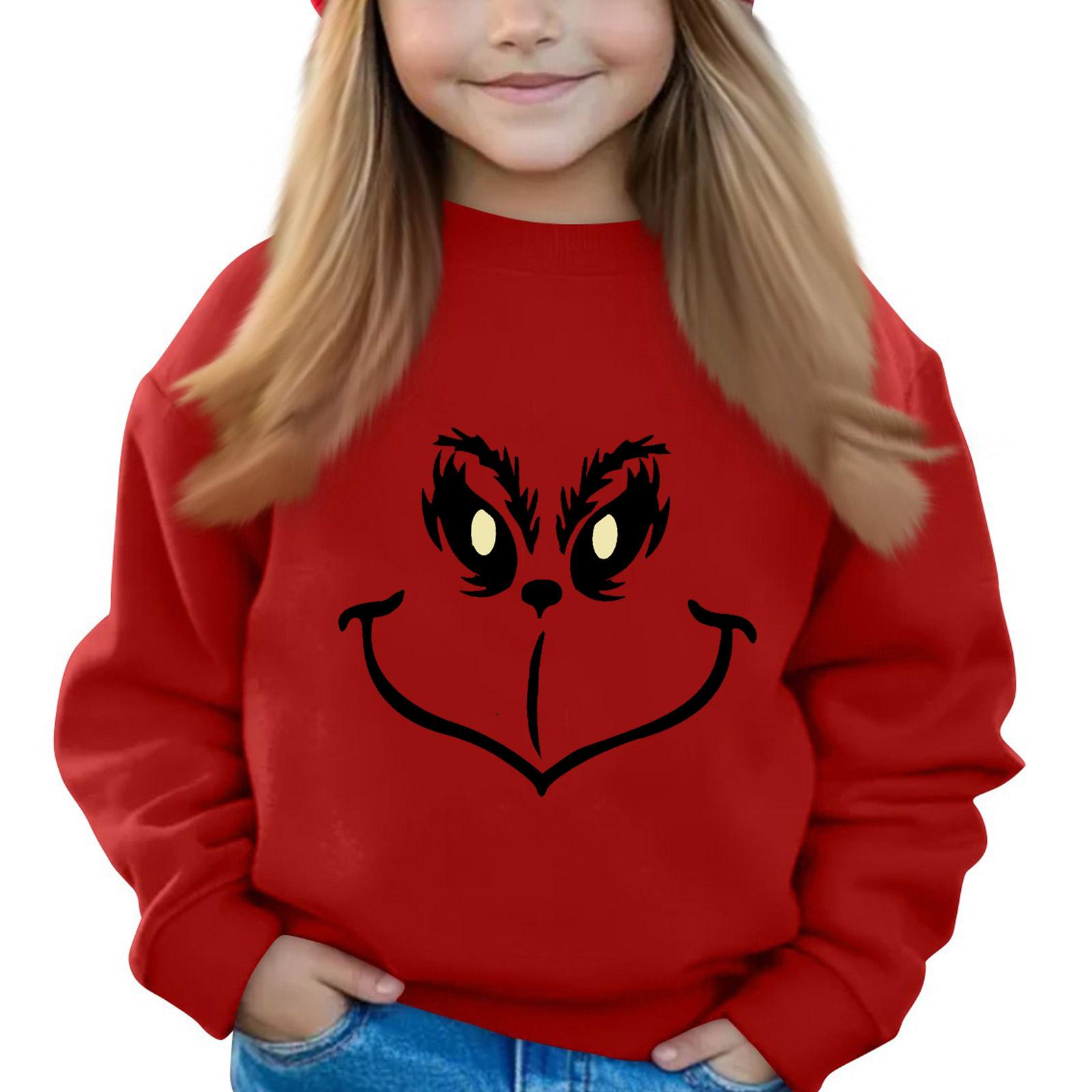 

Рождественские пуловеры с круглым вырезом для девочек, детские топы с принтом 140