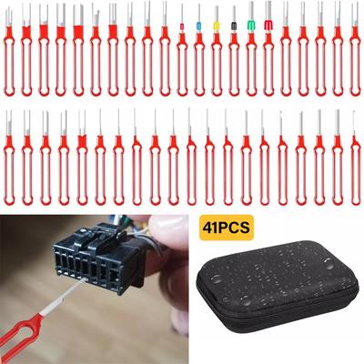 41PCS Pin Ejector Wire Kit Extractor Connector Puller Car Terminal Removal Tool