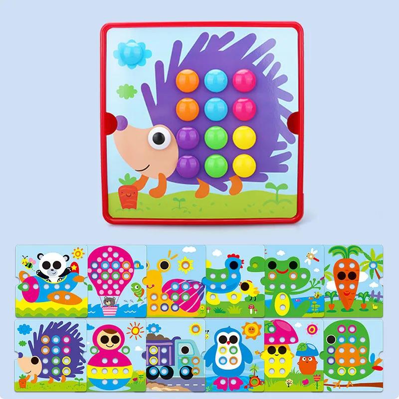 Novo cogumelo prego diy dos desenhos animados brinquedos artesanais montessori brinquedos educativos das crianças jogo de quebra-cabeça 3d inteligente presentes de tabuleiro