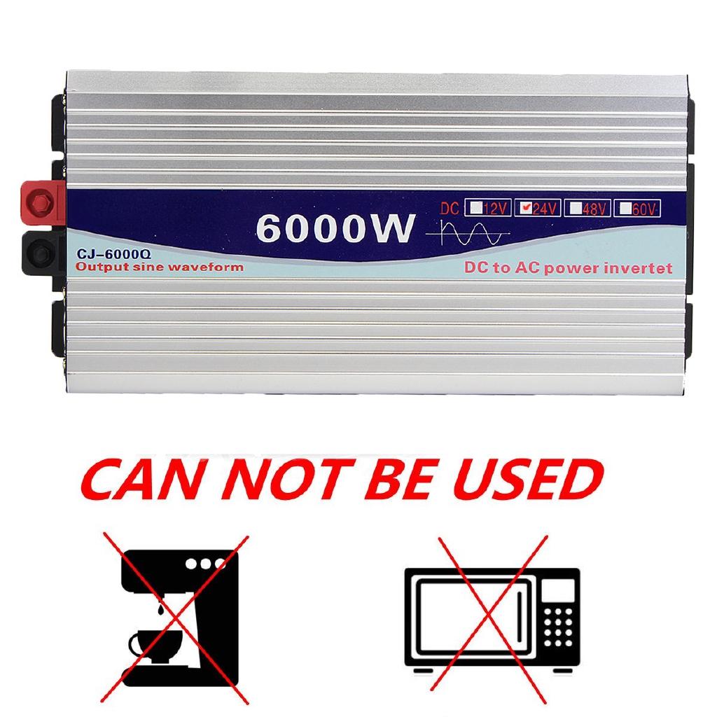 3000W/4000W/5000W/6000W Intelligent Screen Pure Sine Wave Power Inverter  Converter Adapter LCD Screen 12V/24V To 220V