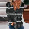 Women Summer Casual Sexy V-neck Printed Zipper LongSleeves Tops