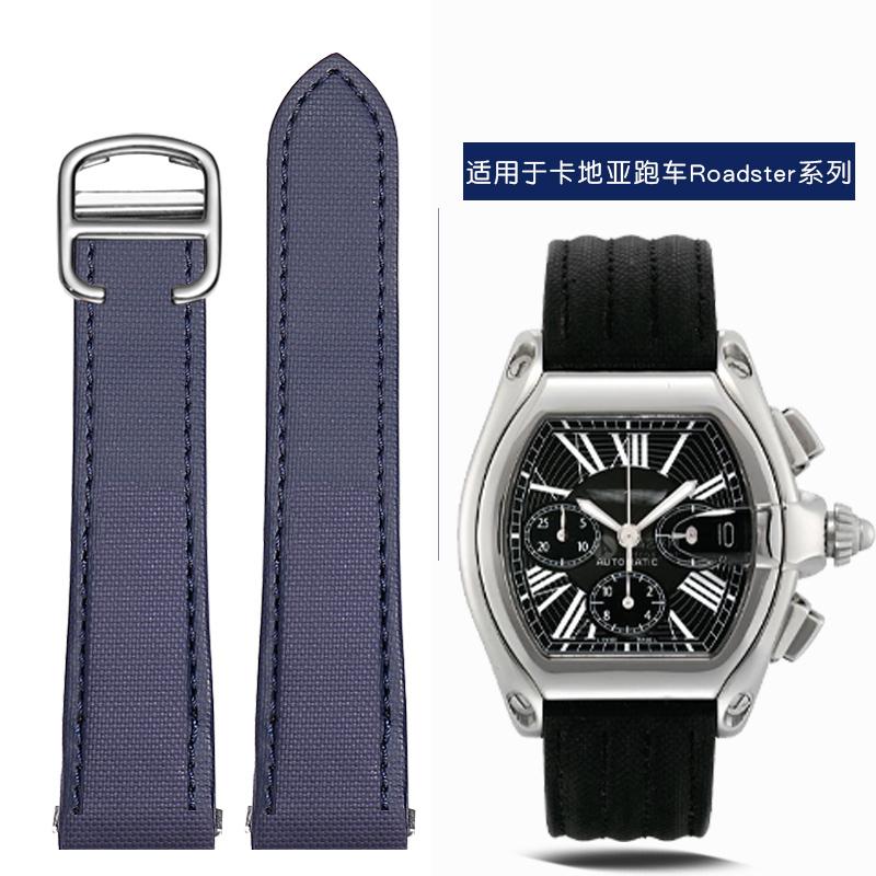 19mm 20mm Do Cartier Roadster W6206018 W6206017 Nylonowy Pasek do Zegarka Męski Płótno Szybkie Metalowy Adapter Skórzany Pasek do Zegarka Akcesoria
