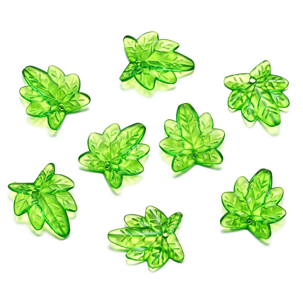 10-100pcs Green Acrylic Leaf Charms Leaves Beads Pendants For Diy Necklace Bracelet Earrings Jewelry Making Handmade Crafts