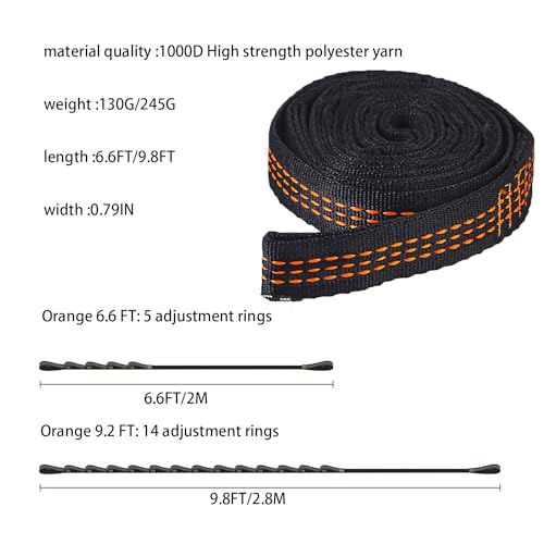 High-strength Load-bearing Hammock Strap Set (including Reinforced Stitched and Woven Stretch-resistant Polyester Strap with High-strength Mountainee