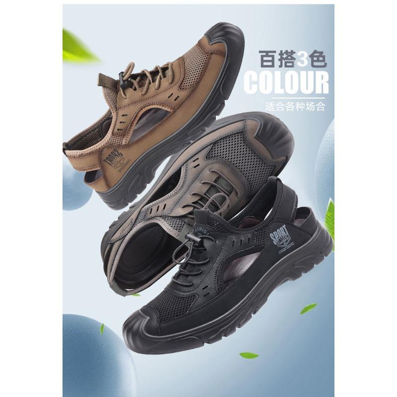 Men S Breathable Hollow Out Lace Up Casual Outdoor Slip On Versatile Lightweight Driving Sandals