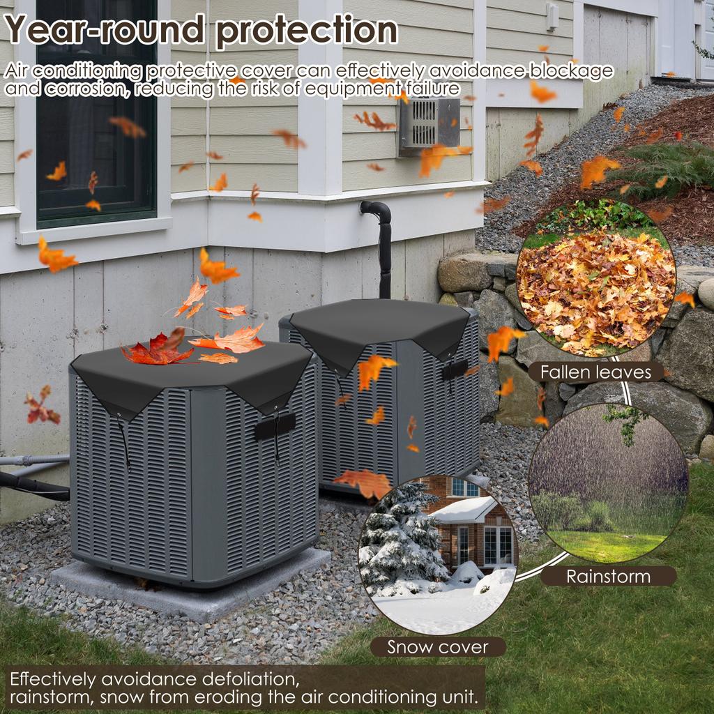 Air Conditioner Cover 210D Oxford Cloth Waterproof AC Cover Universal Air Conditioning Outdoor Unit Protector Black Dust Cover