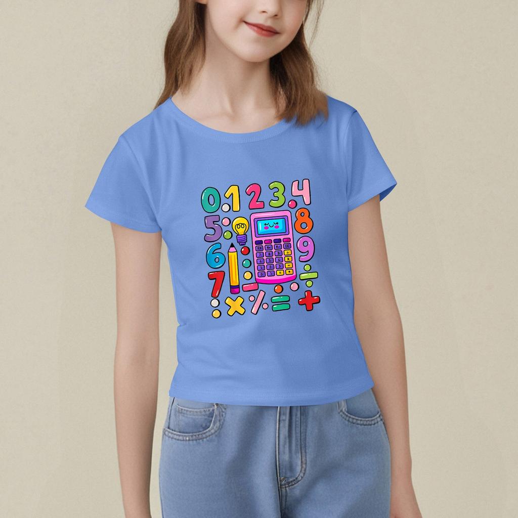 Dziecięca Koszulka z Nadrukiem z Krótkim Rękawem z Okrągłym Dekoltem Casualowa Wygodna Luźna Lekka