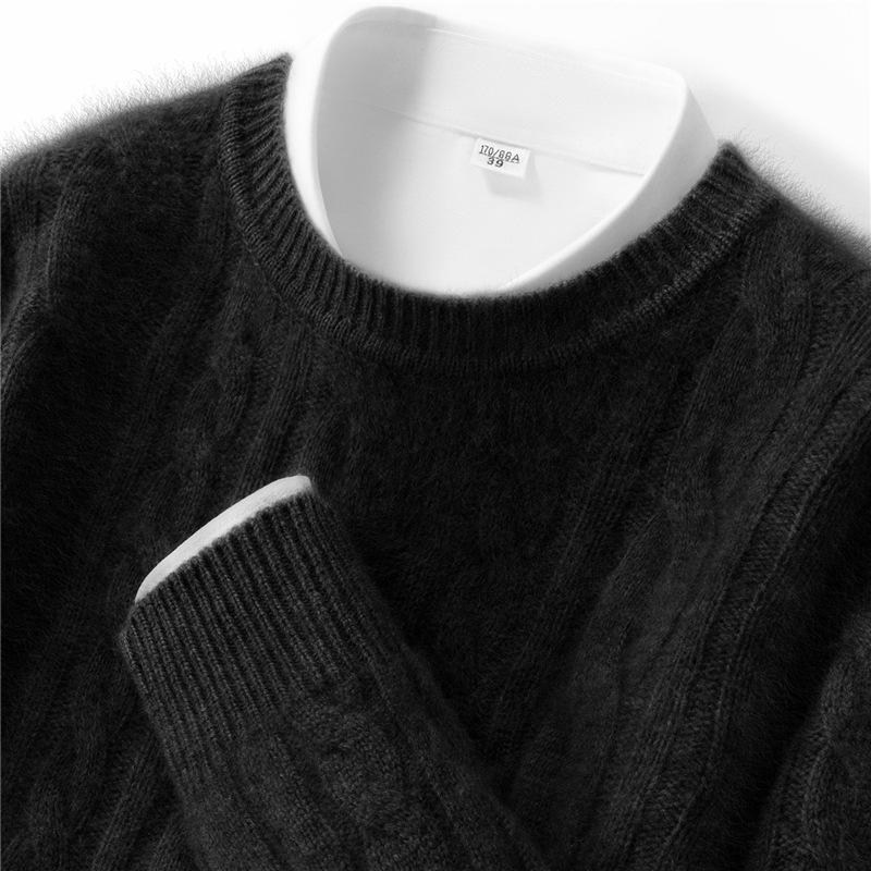 Men s Vintage Cable Knit 100% Pure Cashmere Sweater - Heavyweight, Crew Neck, Light Luxury Texture XXXL