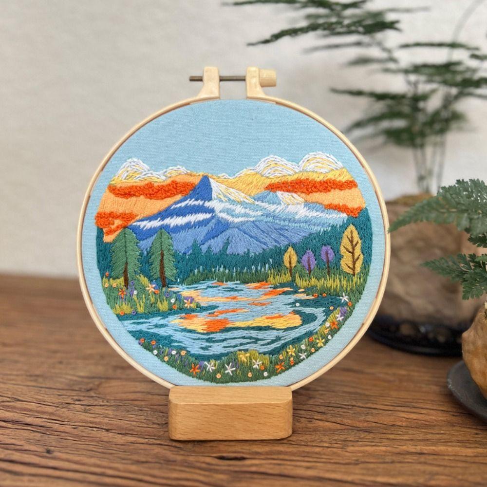 Handmade Cross Stitch Set Hand-stitched Embroidery Set Nature Scenery Embroidery Kit  Beginner