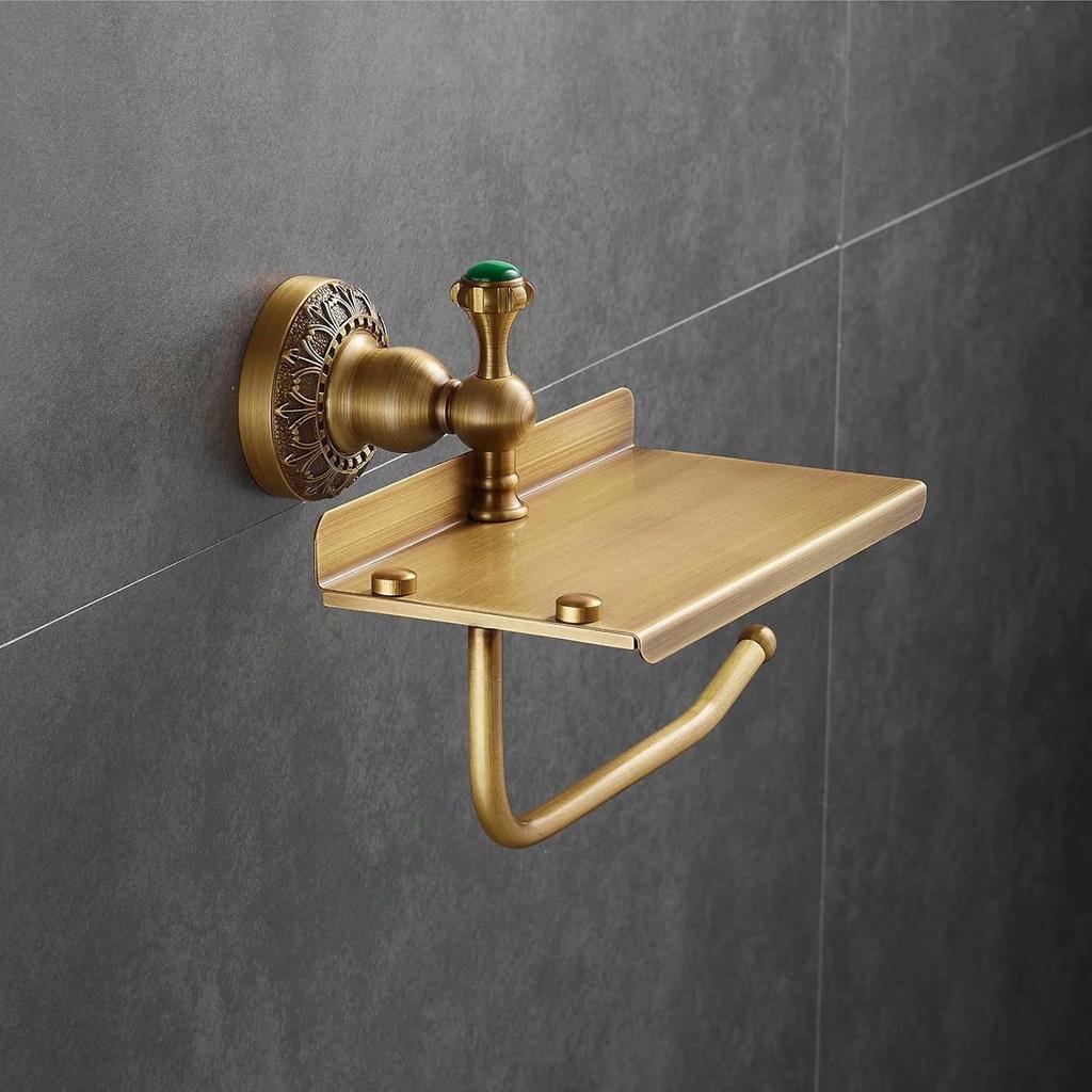 Beelee Bathroom Tissue Holder/Toilet Paper Holder Solid Brass Wall-Mounted Toilet Roll Holder, Toilet Paper Tissue Holder with Mobile Phone Storage