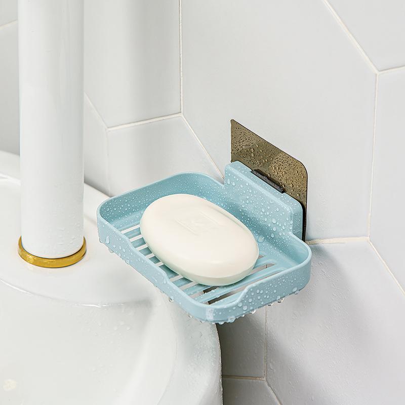 

Soap Box With Strong Adhesive Wall Mounted Bathroom Toilet Soap Box Without Punching Soap Storage Rack For Drainage
