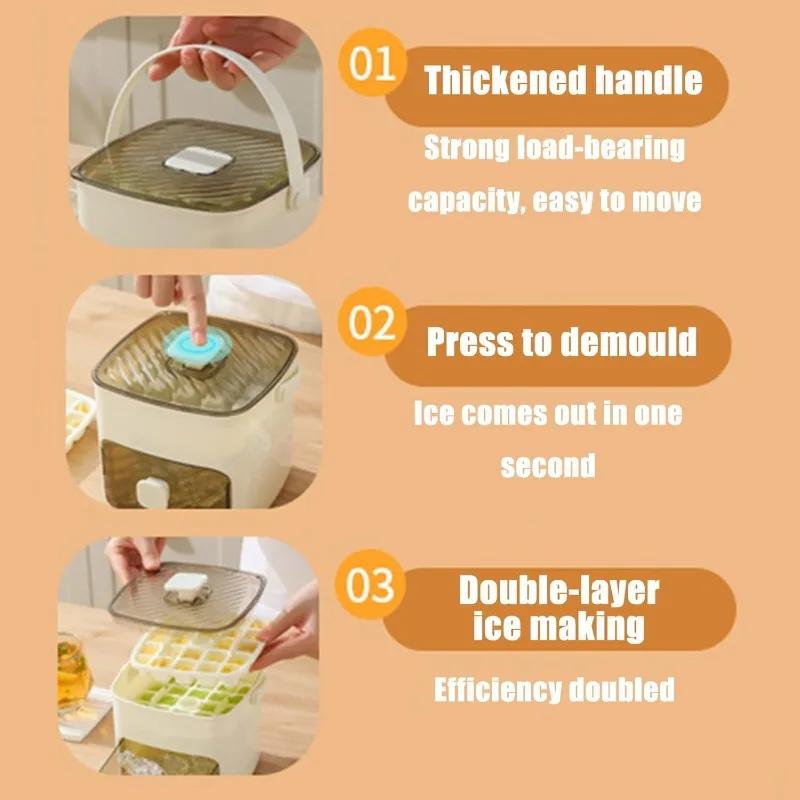 

48 Ice Cube Mold Food Grade Ice Box Freezing Artifact Large Capacity Refrigerator Ice Storage Home Press Ice Cube Home зелений
