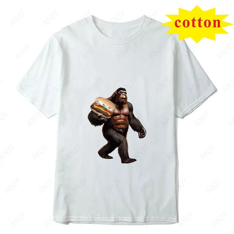 Sasquatch Fun Print Casual Street Wear Trend Retro Hip Hop Summer Unisex Unisex Universal Crew Neck Short Sleeve Tshirts