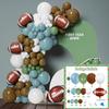 Football Balloon Set Blue Balloon With Football Aluminum Foil Balloon Rugby Game Sports Themed Party Decoration