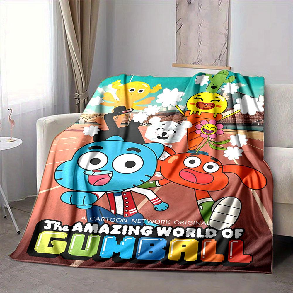 1pc The Amazing World of Gumball Cozy Print Blanket Lightweight Warm Flannel Throw Blanket For Sofa, Bed, Living Room