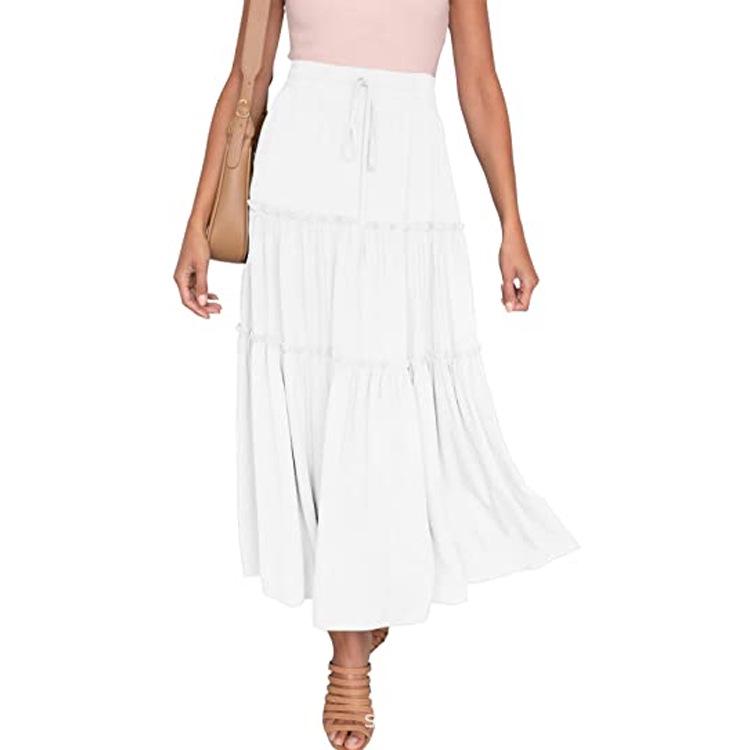 European & American Women's Bohemian A-Line Pleated High Waist Skirt