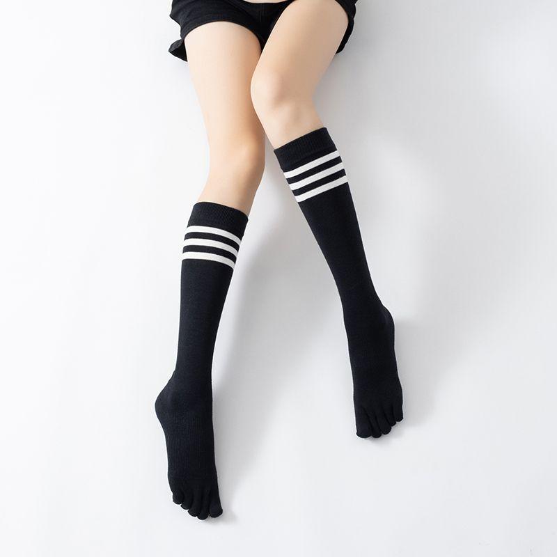 

Stripes Long Yoga Toe Socks Pilates Socks Professional Non-Slip Socks Female Toe Socks Adult Indoor Fitness Socks Black