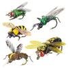 2pcs Fly Fishing Hook Baits Fishing Tackle Gear Fly Bees Floating Lure Artificial Insect Lures Attractant Baits