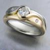 Dazzling Inlaid White CZ Women's Ring Classic Two Color Geometry Daily Wear Party Jewelry Anniversary Gift