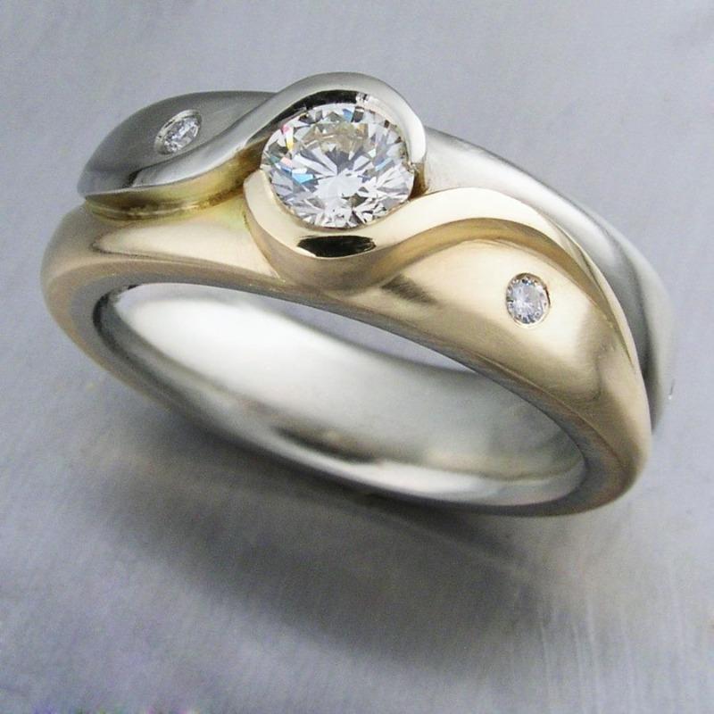 Dazzling Inlaid White CZ Women's Ring Classic Two Color Geometry Daily Wear Party Jewelry Anniversary Gift